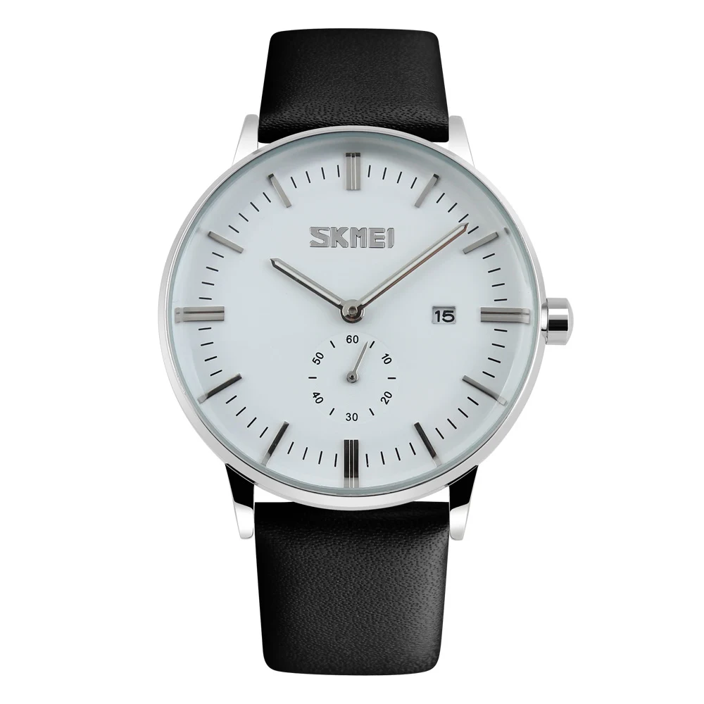 Marca de Luxo Relógio de Pulso m à Prova Novo Homem Relógio Masculino Dwaterproof Água Data Pulseira Couro Casual Quartzo Esportes Skmei 9083 30