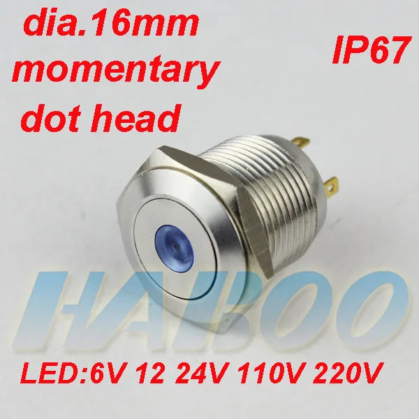 

1PCS packing anti-vandal illuminated metal switch 1NO dot head momentary push button switch with led electrical led lights 24V