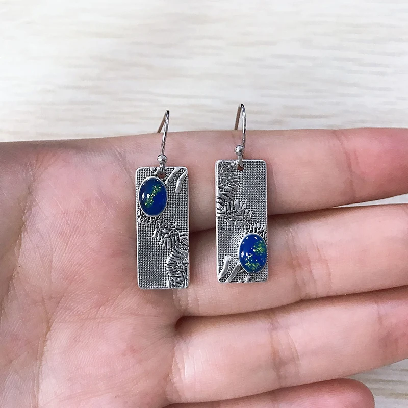 Индийские украшения металла Vintage Opal серьги 2020 Boho Античная ЭТНИЧЕСКИЕ СЕРЕБРЯНЫЕ