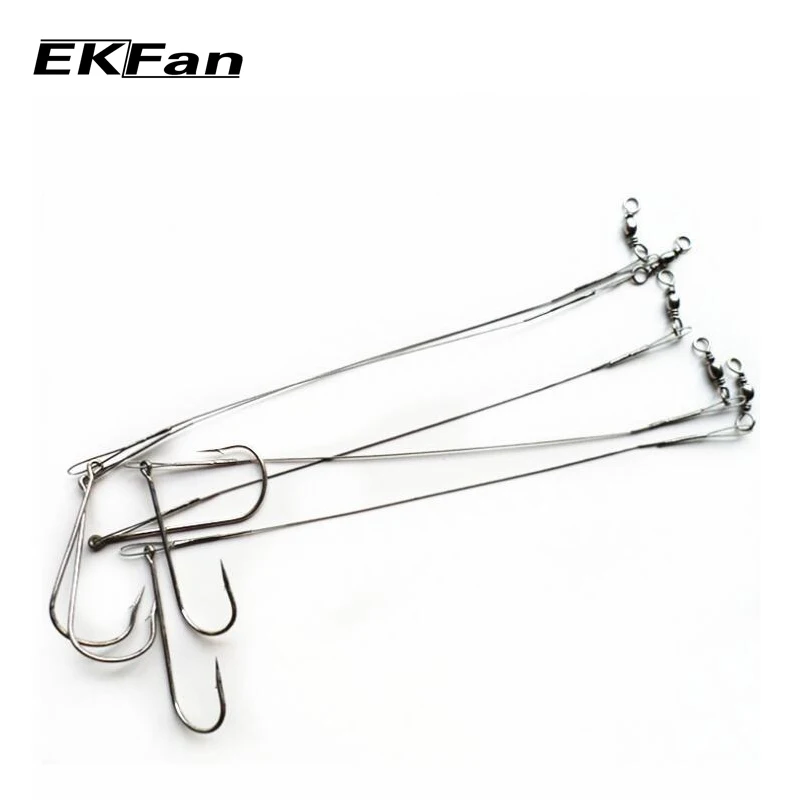 EKFan 20pcs Conductor Hook Steel Wire Sea Fishing Jig Hooks Connect