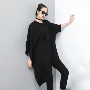 

2019 Special Offer Kpop Korean Version Spring And Summer New Solid Color Round Neck Pullover Large Size Irregular T-shirt