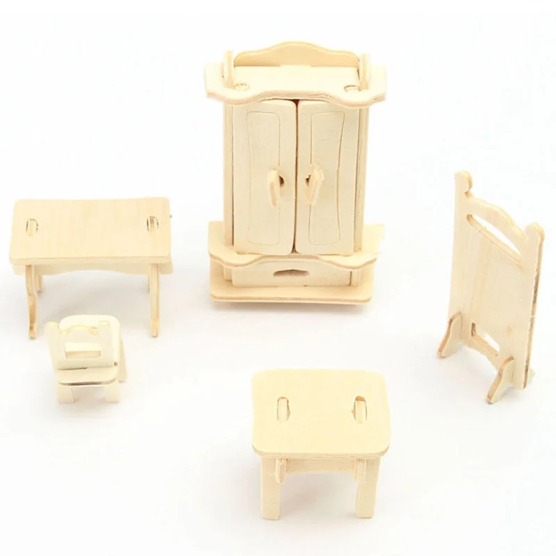 34 шт./компл. 3D деревянная миниатюрная головоломка кукольная мебель модель мини деревянный пазл игрушки для Детский подарок