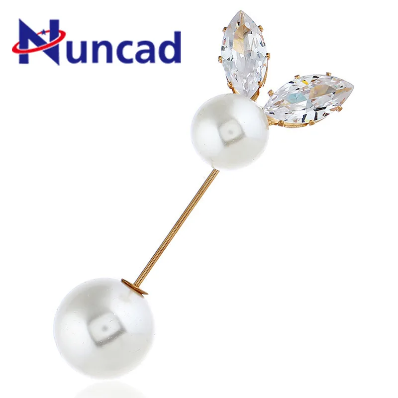 High Quality Classic All-match Double Side Imitation Pearl Zircon Brooch For Women Girls Charm Brooch Pins Accessories Gift