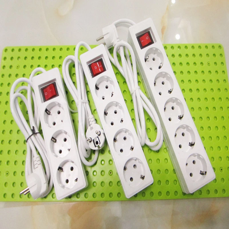 250V 10A 3/4/5 EU Plug Sockets Outlet AC Power Charger Wall Socket Plug Mains Lead Strip Adapter With Extension Cable Switch 2500w 4 outlet ac electric power bar strip w individual switch led indicator ac 250v 3m cord