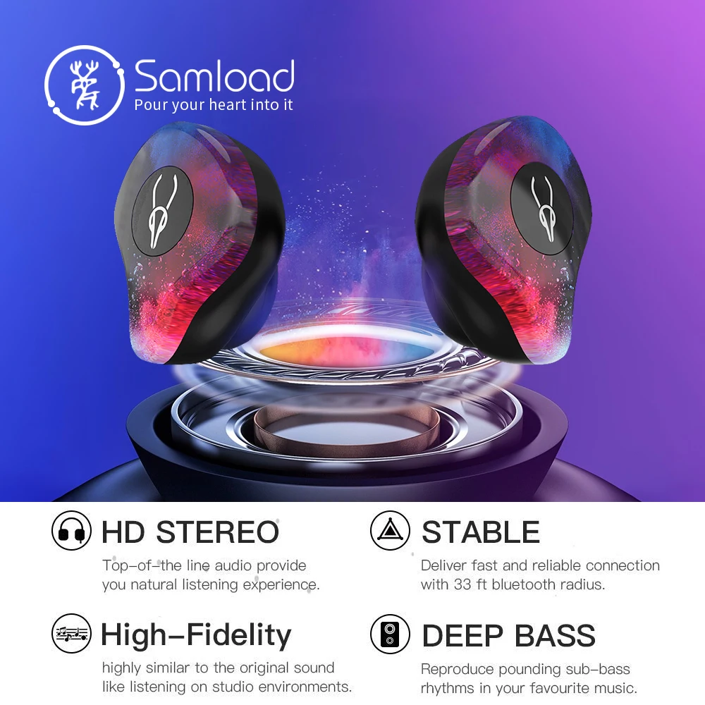 Samload Спортивные Bluetooth 5,0 вечерние наушники, беспроводная гарнитура, 3D стерео звук, наушники для samsung Xiaomi Mix 2 huawei, наушники