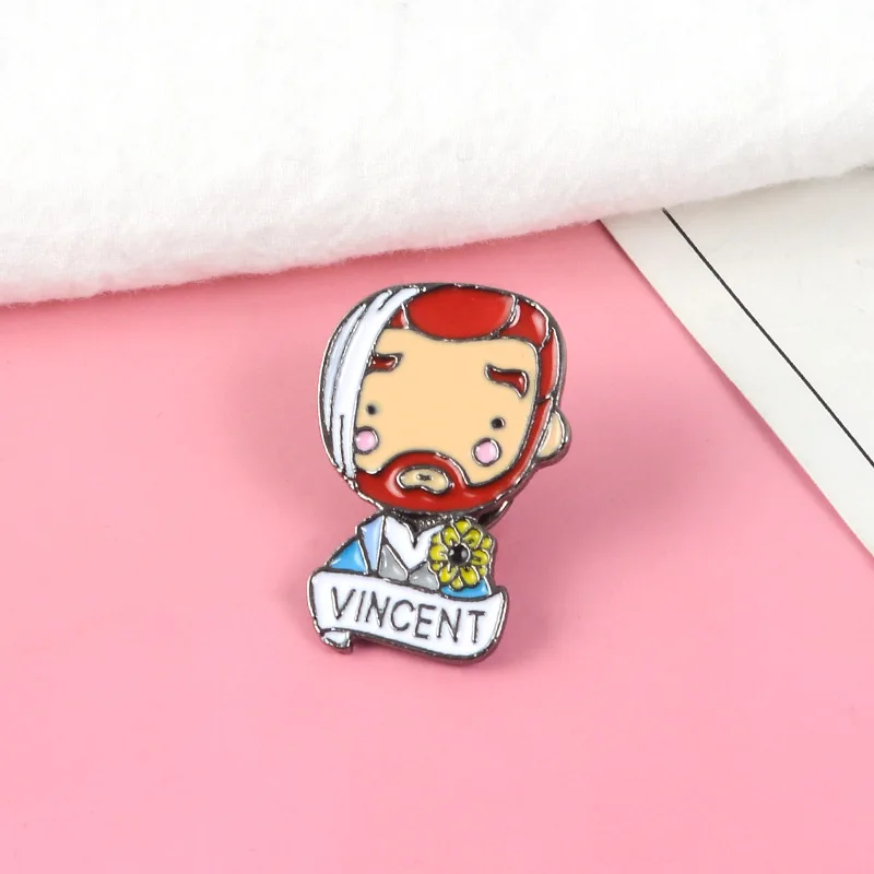 

Cartoon brooch American famous rocker Vincent brooch denim