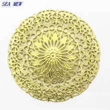 55mm Copper 7 Colors Hollow Out Flowers Filigree Wraps Connectors Charm For Jewelry Making