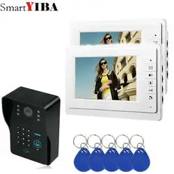 SmartYIBA видеодомофоны 2*7 дюймов Мониторы Цвет видео телефон двери дверные звонки работающий на линии внутренней связи инфракрасный Камера