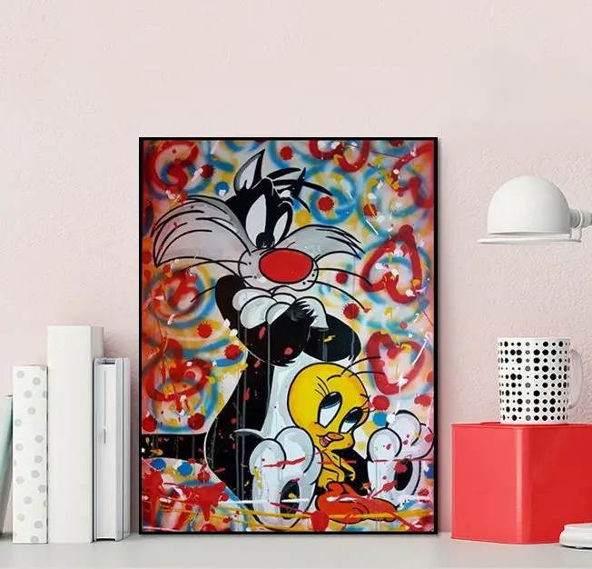 

hand painted graffiti pop art on canvas Alec monopoly art good for bedroom decoration