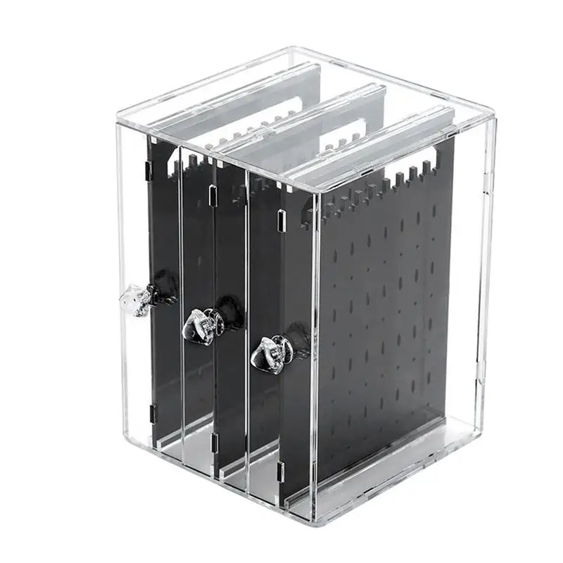 Акриловая коробка для хранения сережек креативные серьги стенд-витрина для серег домашний женский Макияж Ювелирные изделия демонстрационный стенд для хранения - Цвет: Black