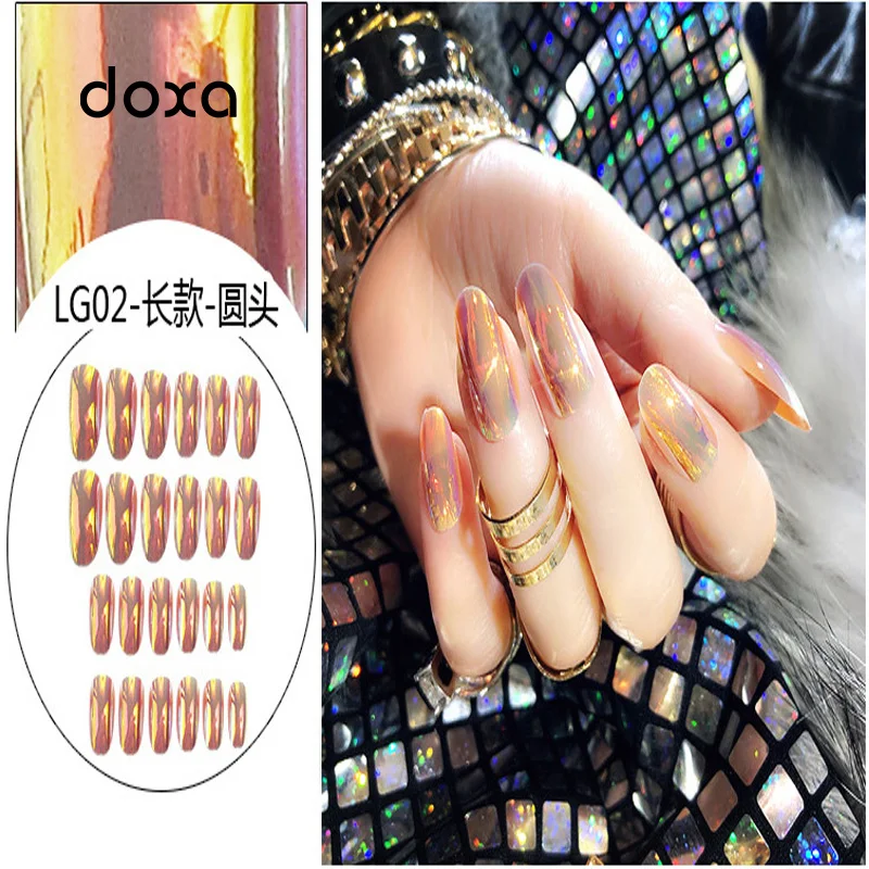 Strange Shell Bright-coloured Artificial Nail Patches for Wearing Nails 24 Mirror-changing Surfaces | Красота и здоровье