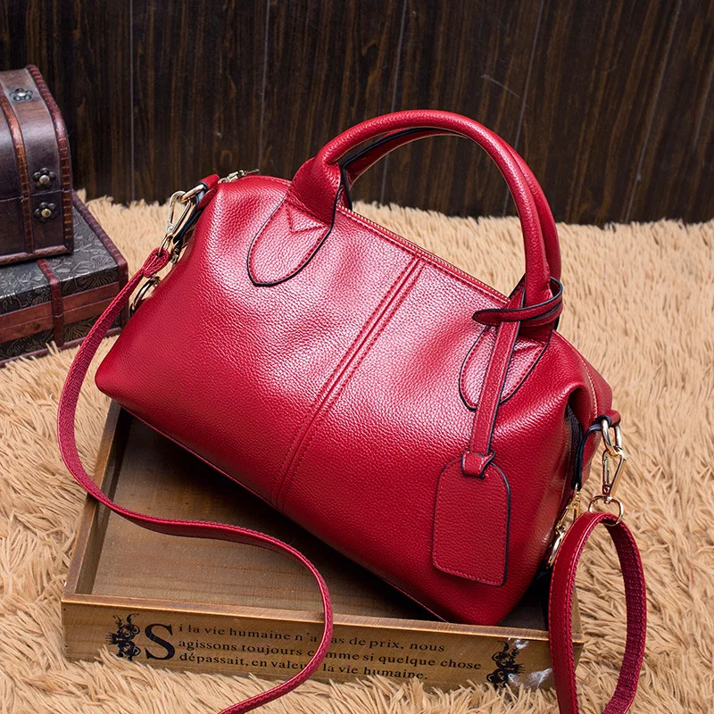 Dark Red Leather Messenger Bag