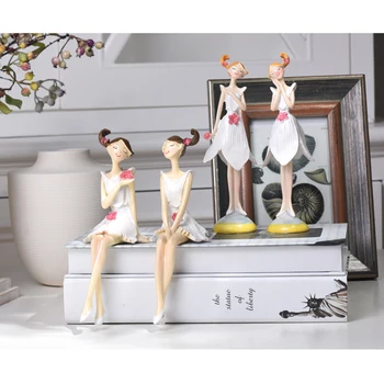 

2PC Lover doll Resin Arts and Crafts Sit stand Sisters fairy garden miniatures home decoration character figurines wedding gift