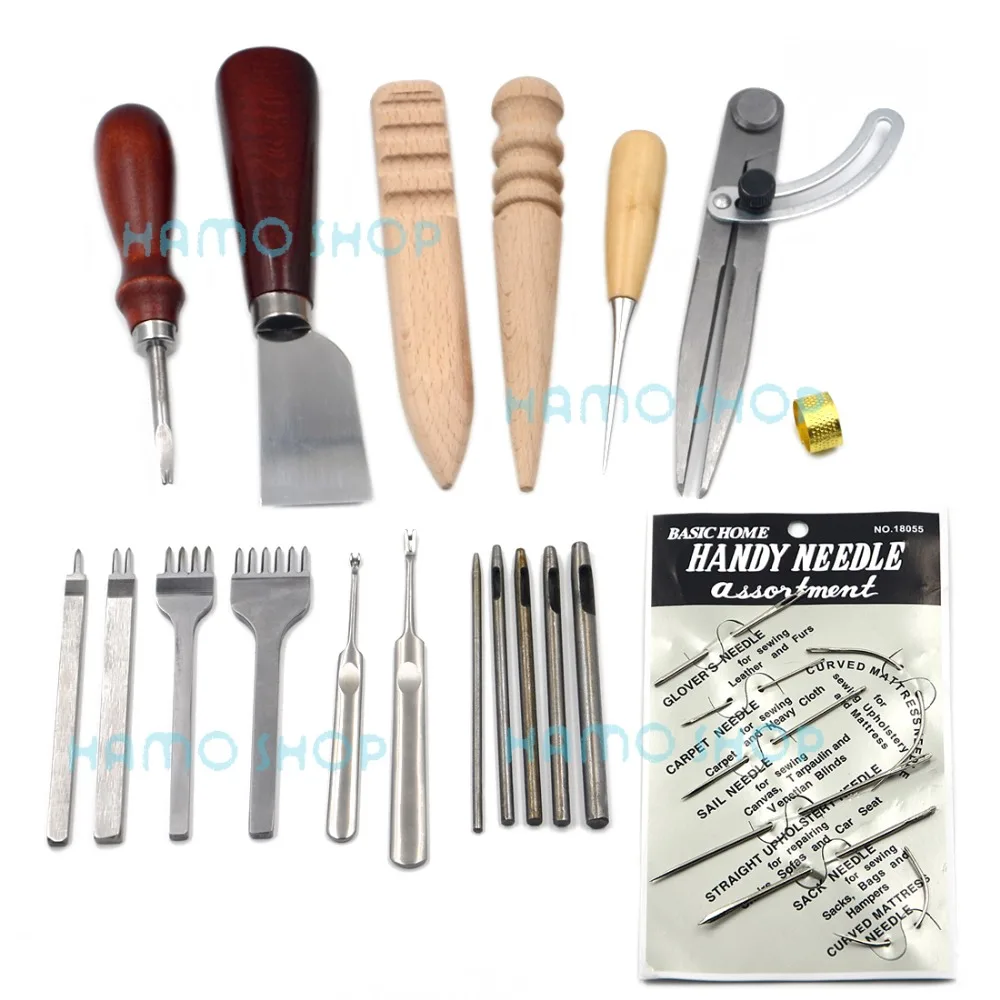 Leather Craft 11Set Kit Sewing Tool Awl Hand Stitching Punch Hole