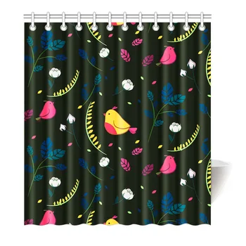 

Cartoon birds and leaves and cotton Shower Curtain Printing Waterproof Mildewproof Polyester Fabric Bath Curtain Bathroom