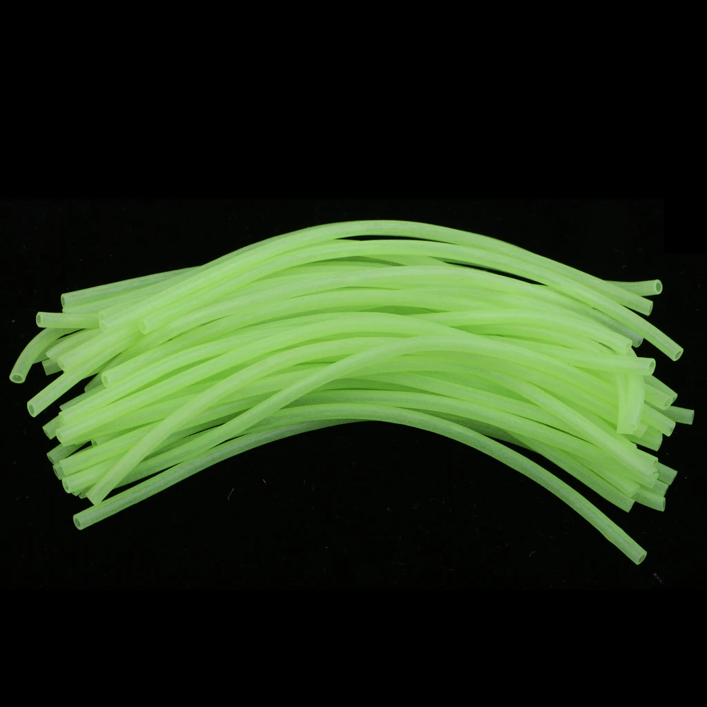 2# 3# 40 Pieces Super Soft Luminous Silicone Tube Rubber Saltwater Rig Lure Tubes  Green For Fishing Accessories
