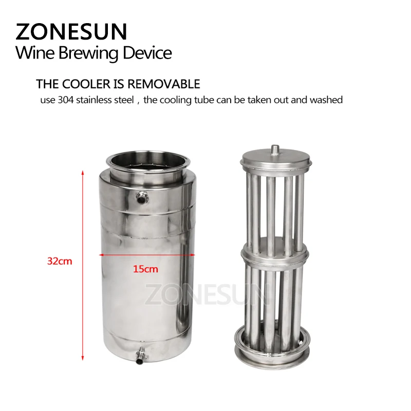 ZONESUN 20 л винный дистиллятор посуда для бара пивоваренное оборудование бойлер из