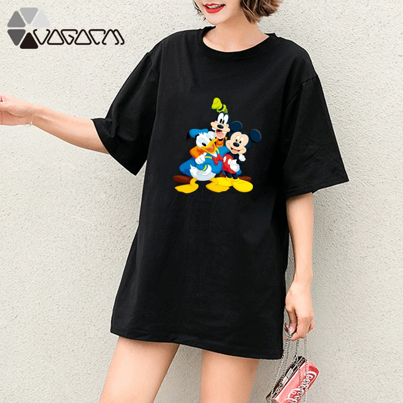 

Summer Women Minnie Mickey Mouse Daisy Donald Duck Goofy Tops Short Sleeve Cartoon Printed T Shirt Casual Fashion Tee Femme