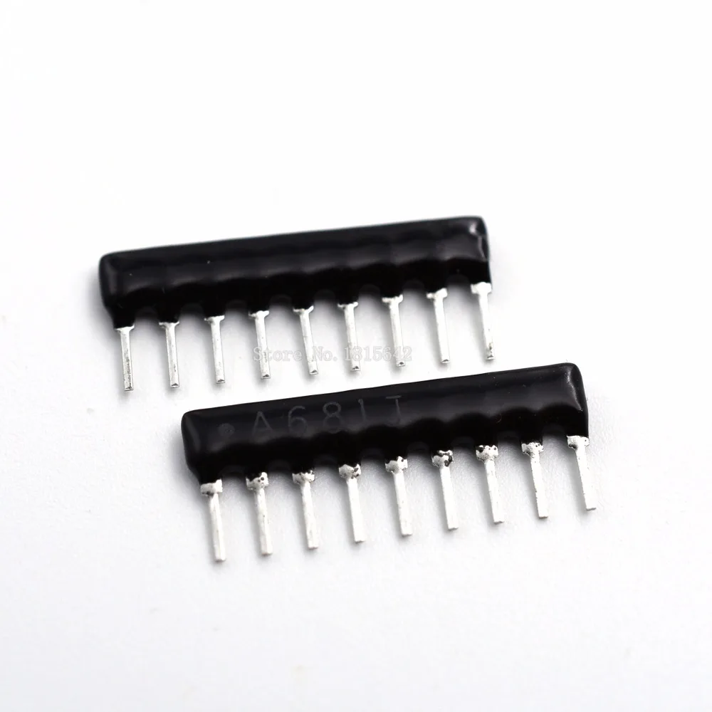 

30PCS DIP Exclusion Network Resistor Array 9Pin 680 ohm A681J 680R Resistance Network Array A09-681J