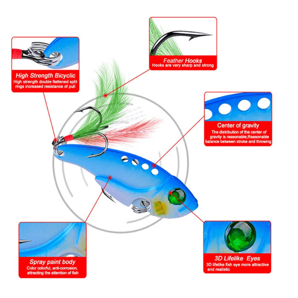 1 шт. Металл VIB 11 г/5,5 см рыболовная приманка вибрационная ложка жесткая приманка с пером воблер свимбейт Cicada VIB снасти