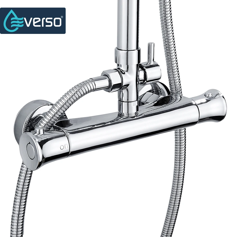 EVERSO Thermostatic Mixing Valve Bathroom Shower Set Thermostatic Control Shower Faucet Shower