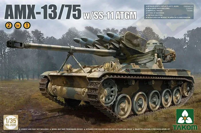 Takom 1/35 2038 французский светильник бак AMX-13/75вт/SS-11 ПТРК | Игрушки и хобби