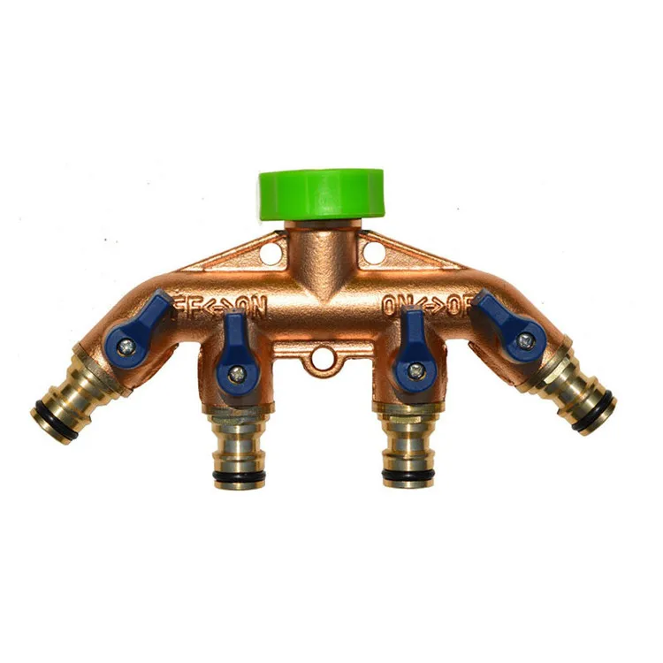 Brass Fittings 4 Way Male Quick Release Connector Garden Tap Hose