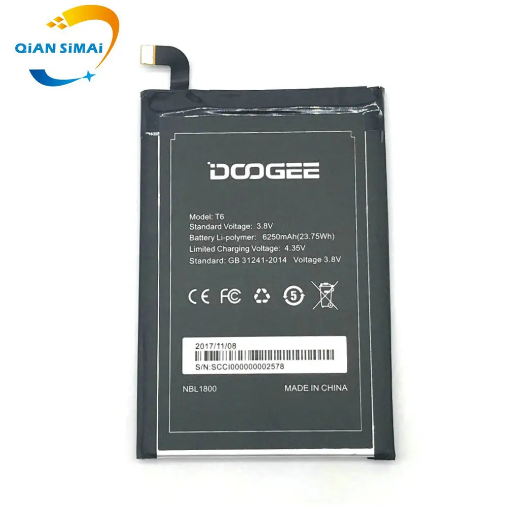 6250 мАч Новый 100% Высокое качество T6 Аккумулятор Для DOOGEE pro Телефон + номер