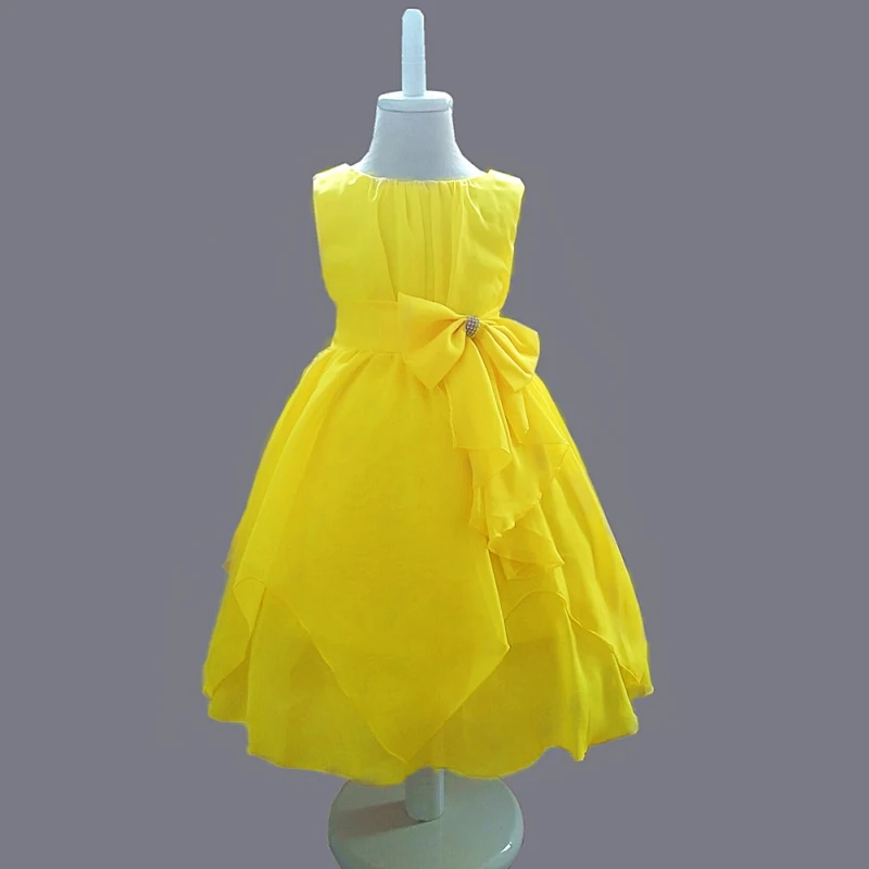 

2-12Y Kids Princess Dress Girl Bow Dress Wedding Infant Cute Baby Dresses Chiffon Party Irregular Long Cute Dress