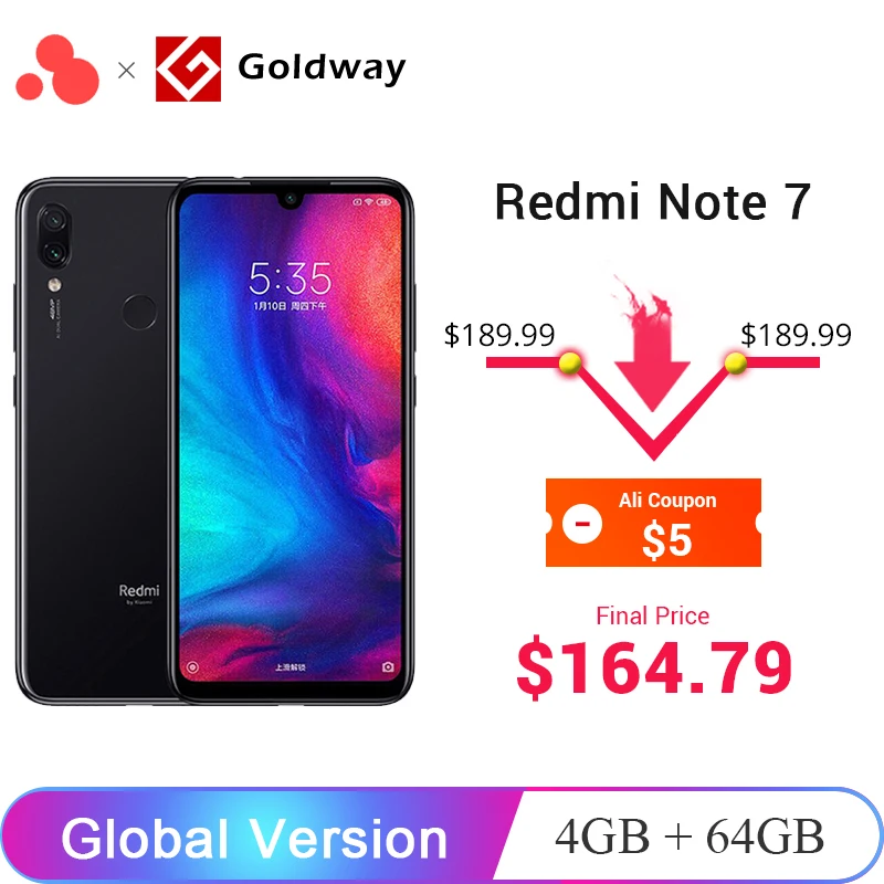  Xiaomi Redmi Note 7 с глобальной версией, 4 + 64 ГБ