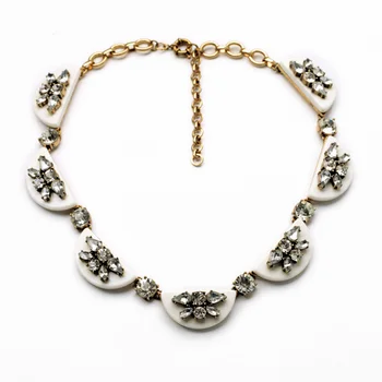 

Bulk Price Canada New Trendy Office Lady Elegant Shiny Gold Color White Plant Simicircle Choker Necklace