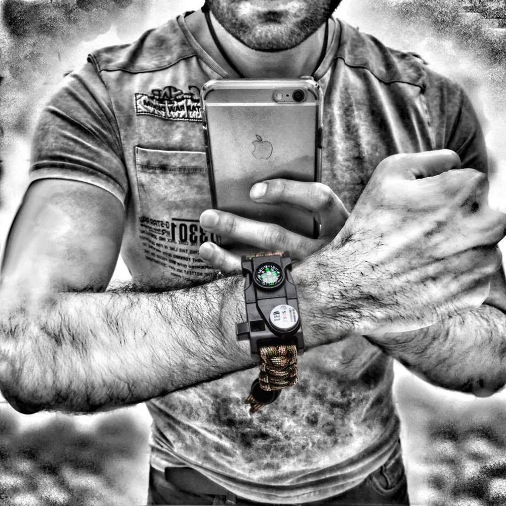 Bracelet Men LED Light Multifunctional Paracord Survival Bracelet Outdoor Camping Rescue Rope Bracelet For Women (9)