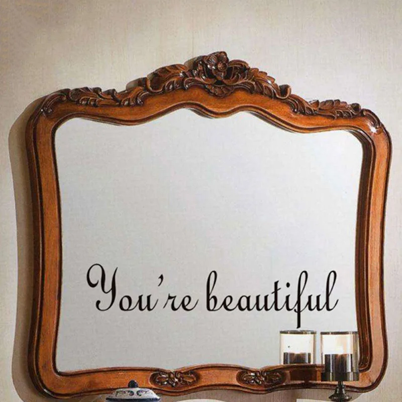 

You're Beautiful Lettering Words Wall Sticker Home Decoration Mirror Mural Hot Sale Wall Stickers Vinyl Decal AY1876
