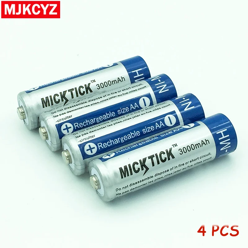 

4Pcs 1.2V AA 5# NI-MH Battery battiries batteria 3000mAh Rechargeable Low self Capacity camera,toys etc-PKCELL free shipping