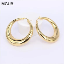MGUB, два цвета, золотой цвет, женский подарок, распродажа, модное ювелирное изделие, нержавеющая сталь, женские круглые необычные серьги-кольца HY1