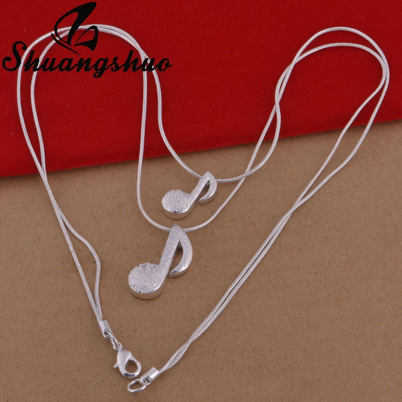 

Shuangshuo Two Layered Choker Necklace Music Shape Pendants Necklaces Women 925 Sterling Silver Necklace Weeding Accessories