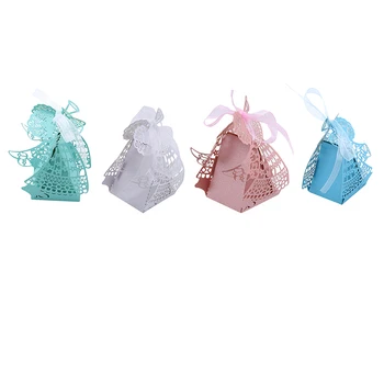 

50pcs Cute Cartoon Girl Wedding Favor Boxes Hollow Out Craft Paper Box Gifts Party Candy Sweets Bags