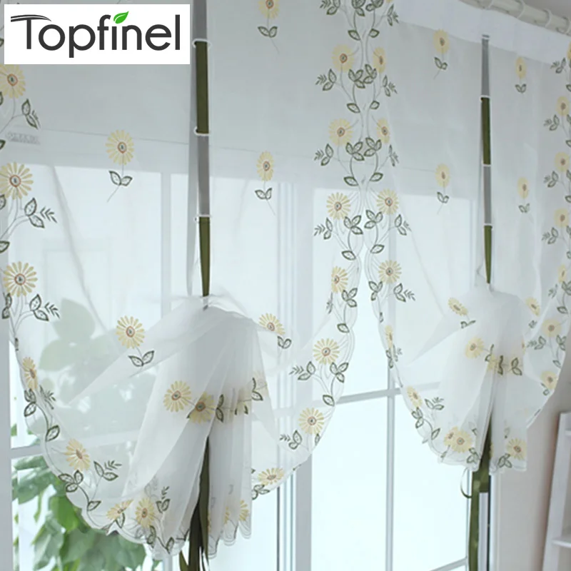 Top Finel 2016 Hot Tulle for Window Roman Curtain Blinds Embroidered Voile Sheer Curtains for Kitchen Living Room the Bedroom