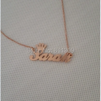 

Rose gold name necklace with crown Personalized Name Necklace Custom any name