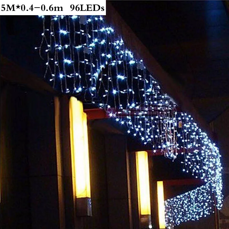 96/300 светодиодный занавес, Рождественский, Свадебный, праздничный струнный светильник светодиодный, декоративная сказочная лампа, гирлянда, вечерние, садовые занавески, Декор - Испускаемый цвет: 5mX0.4-0.6m