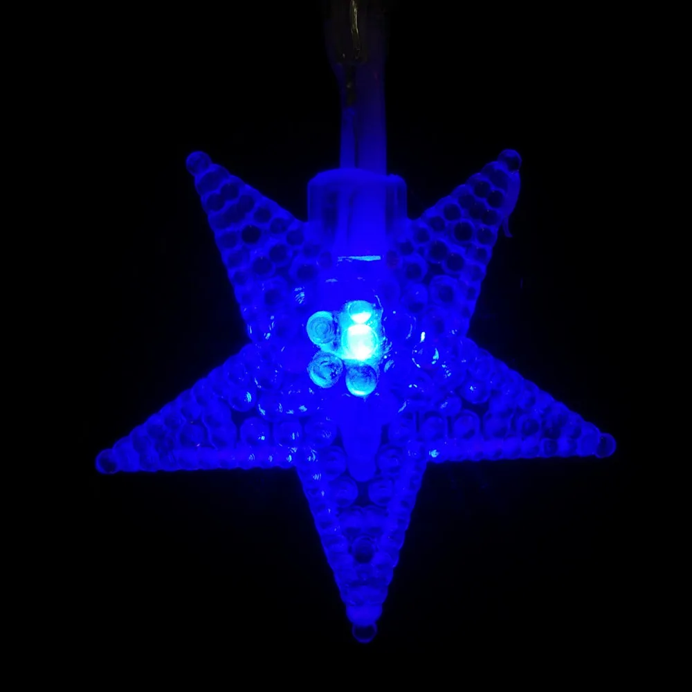 Christmas star lights LED Party Fairy Lights Five-pointed Star LED string lights for Wedding Xmas Party Outdoor Indoor use - blue