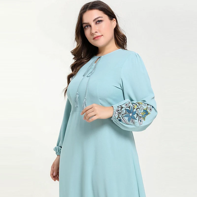 Женское мусульманское абайя, арабское исламское Макси-Платье рубашка Дубай Рамадан с длинным рукавом с расклешенными рукавами