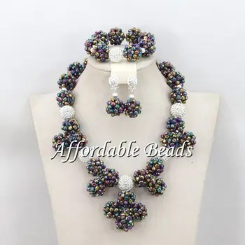 

Black Women Costume Necklace Jewelry Set Vintage Wedding African Crystal Beads Necklace Jewelry Set Free Shipping BN146