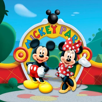 

Colorwonder Mickey Mouse Photography Background Minnie and Mickey 5x7ft Colorful Door with Big Garden Vinyl Backdrop for Newborn