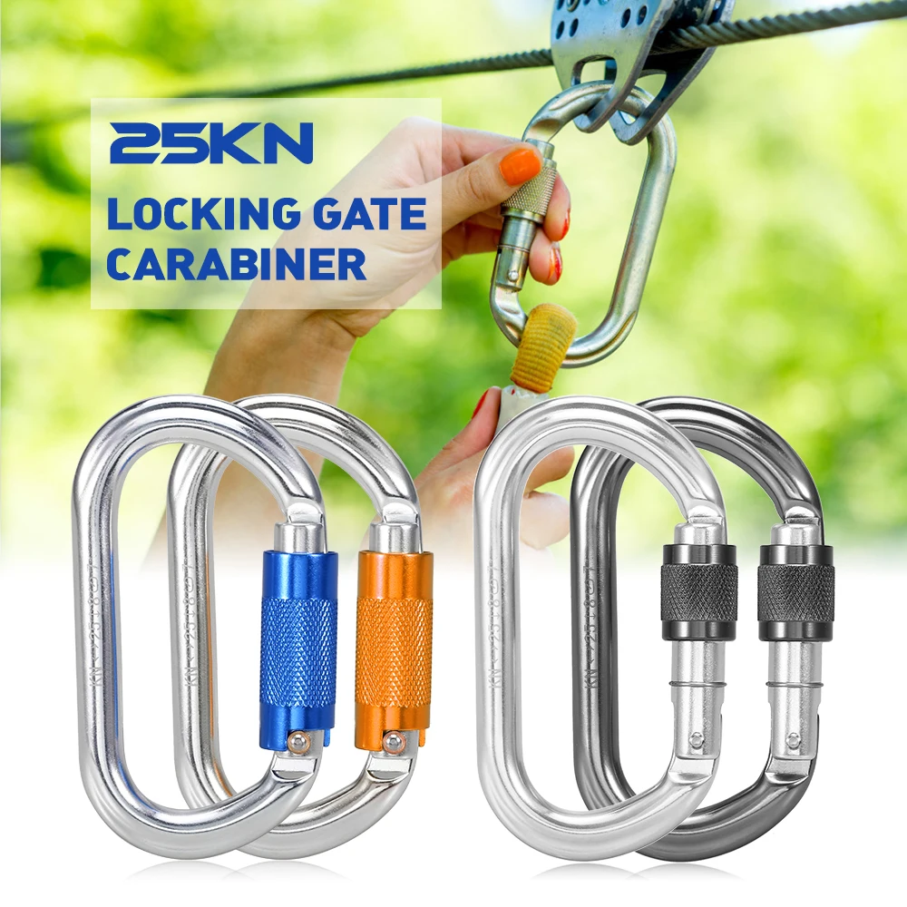 

25KN Carabiner Heavy Duty Climbing Carabiners Auto Locking Gate Professional Climbing Equipment Rappelling Canyoning Hammock