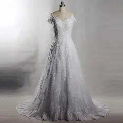 Rsw1405 yiaibridal реальной работы Рубашка с короткими рукавами с открытыми плечами свадебное платье Линия бисера Vestido De Noiva princesa