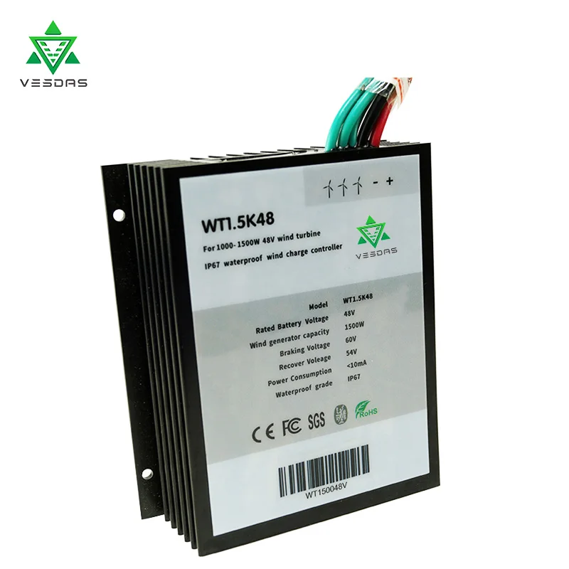 

1500W 48V Wind Turbine IP67 Waterproof Wind Generator Charge Controller with LED display