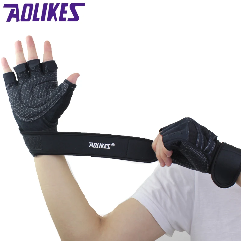 AOLIKES 1 Pair Body Building Training Fitness WeightLifting Gloves & Mittens For Men Women Workout Fitness Exercise Gym Gloves