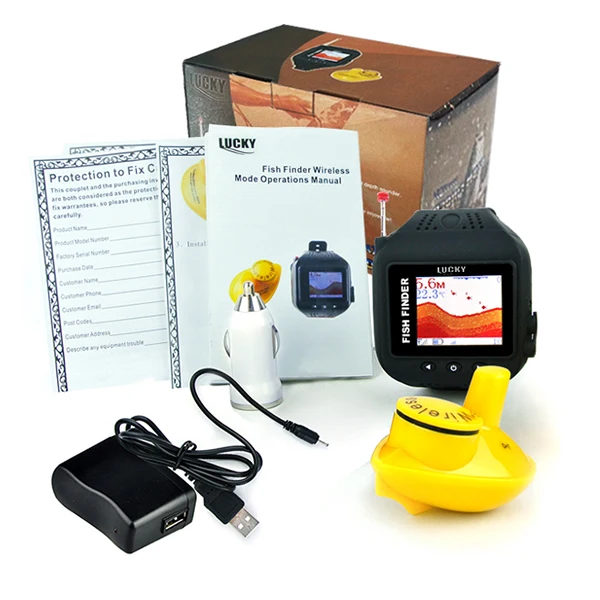 FF-518 محظوظ للماء ووتش نوع صياد السمك الملونة شاشة الاستشعار اللاسلكية Fishfinder وضع الساعة المدمج في البطارية
