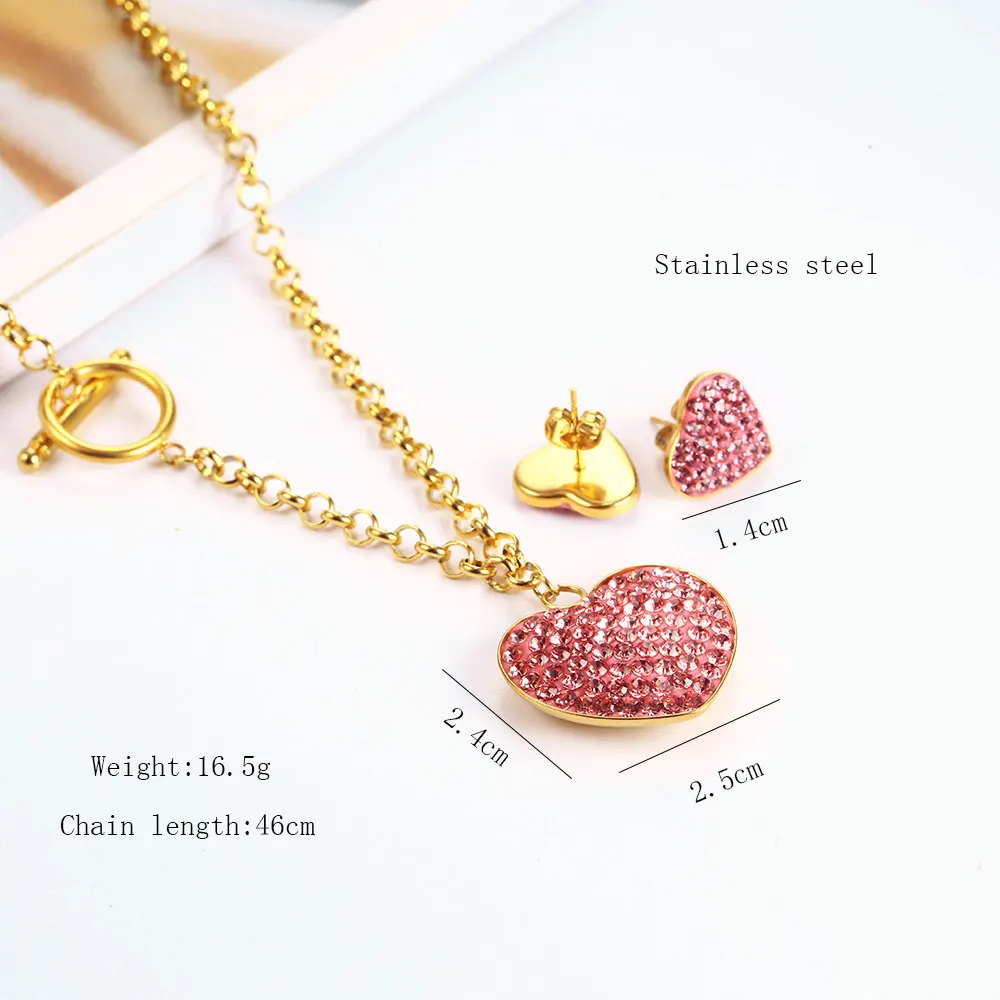 Jewelry Sets Jewelry Set Women Earrings Chain Necklace Stainless Steel Jewelry Woman Fashion Jewelry Sets Heart Necklace Earrings Set Jewellery Accessories